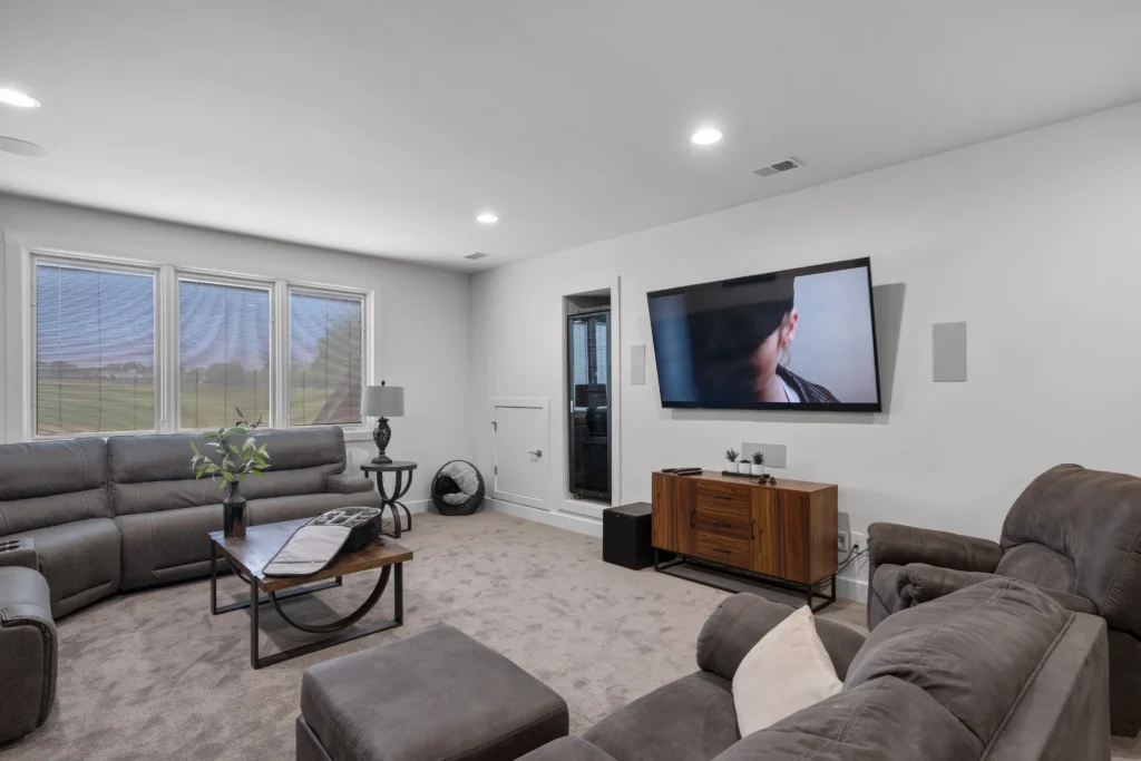 A custom AV theater system built into a home theater